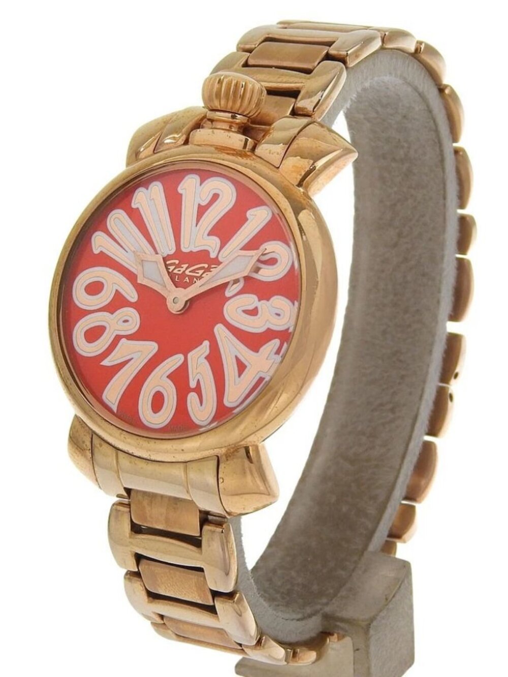Gaga Milano Manuare 35 Watches 6021 RedDial Plated Gold Quartz Analog disp...